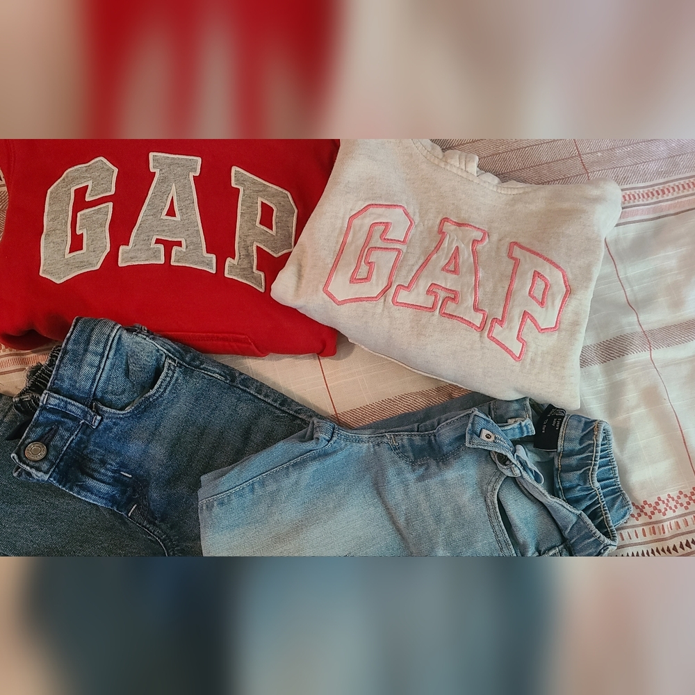 GAP Red and Gray Hoodies with Blue Denim